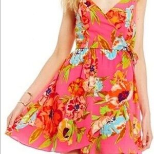 Gianni Bini Pink Floral Wrap Dress